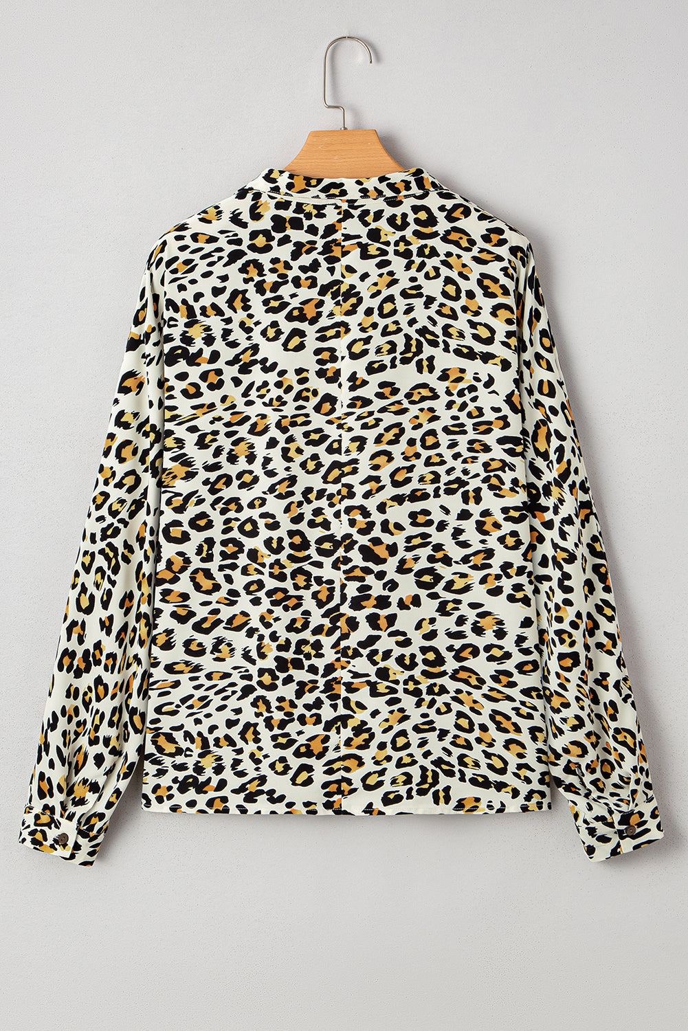 Leopard Print Contrast Striped V Neck Blouse | S-XL