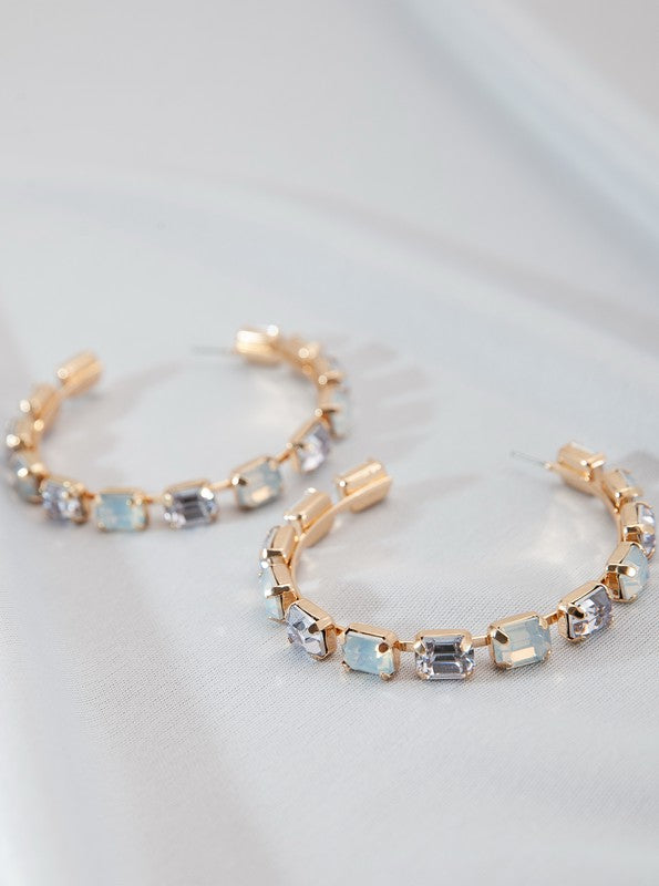Classic Large Rhinestone Hoop Earrings