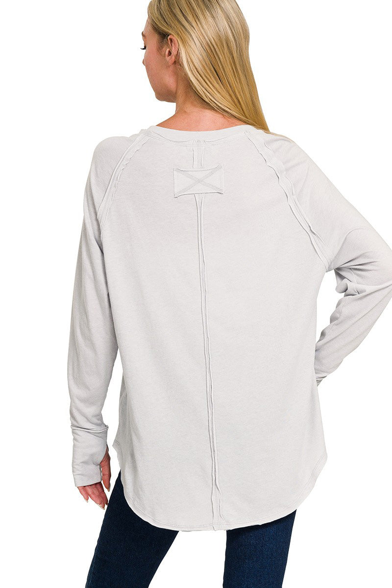 Cotton Raglan Sleeve Thumbhole Top