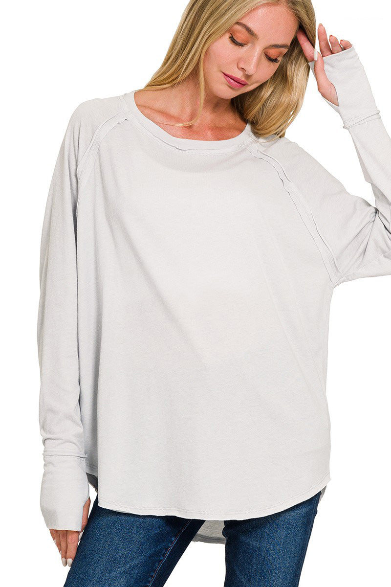 Cotton Raglan Sleeve Thumbhole Top