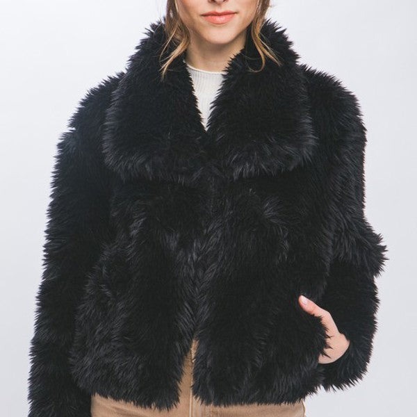 Luxe Faux Fur Coat With Pockets