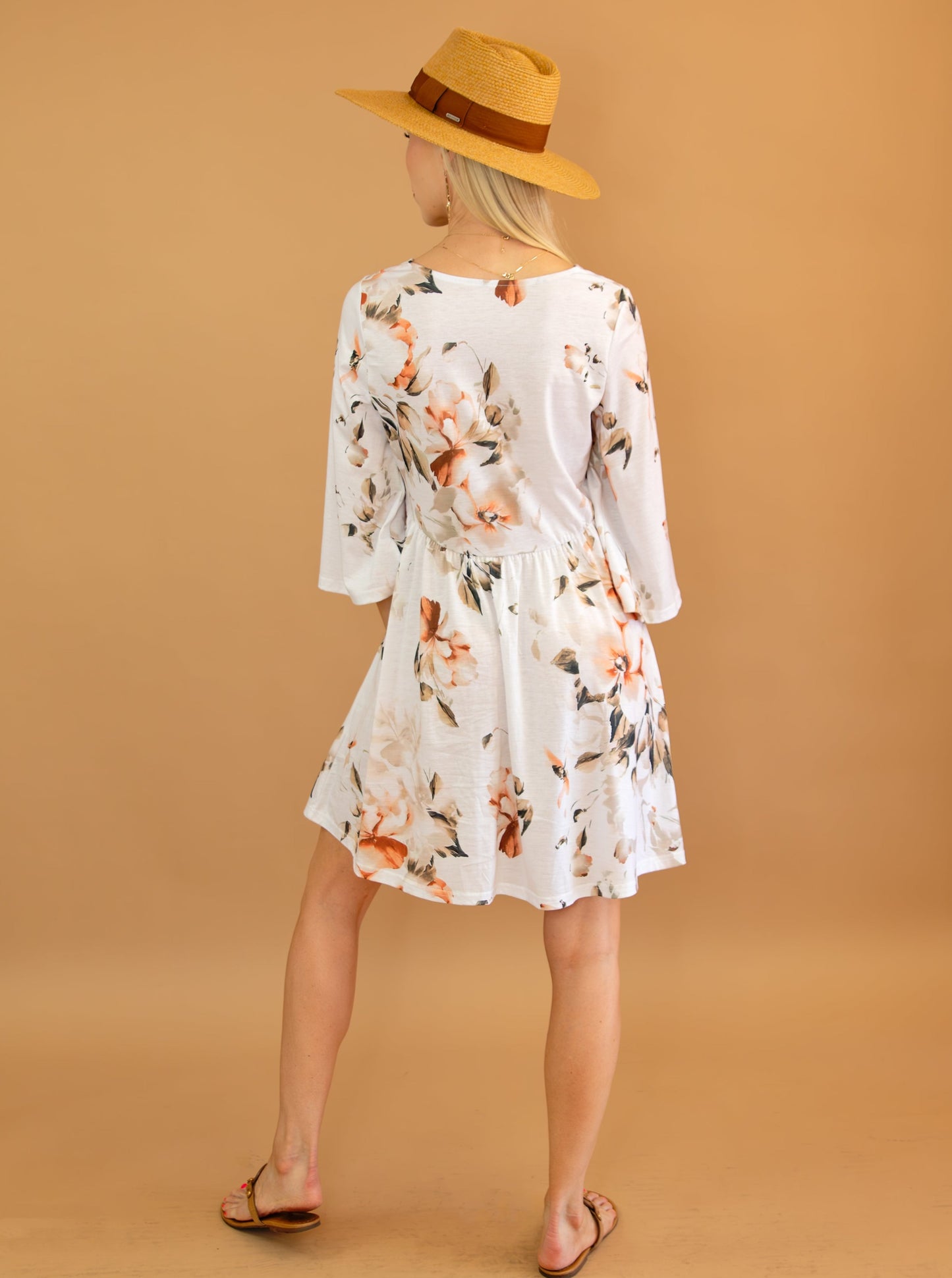 3/4 Sleeve Floral Dress