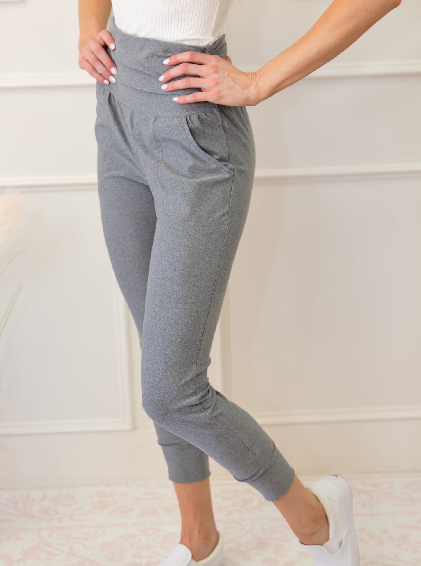 High Waist Pleated Leggings Pants With Pockets