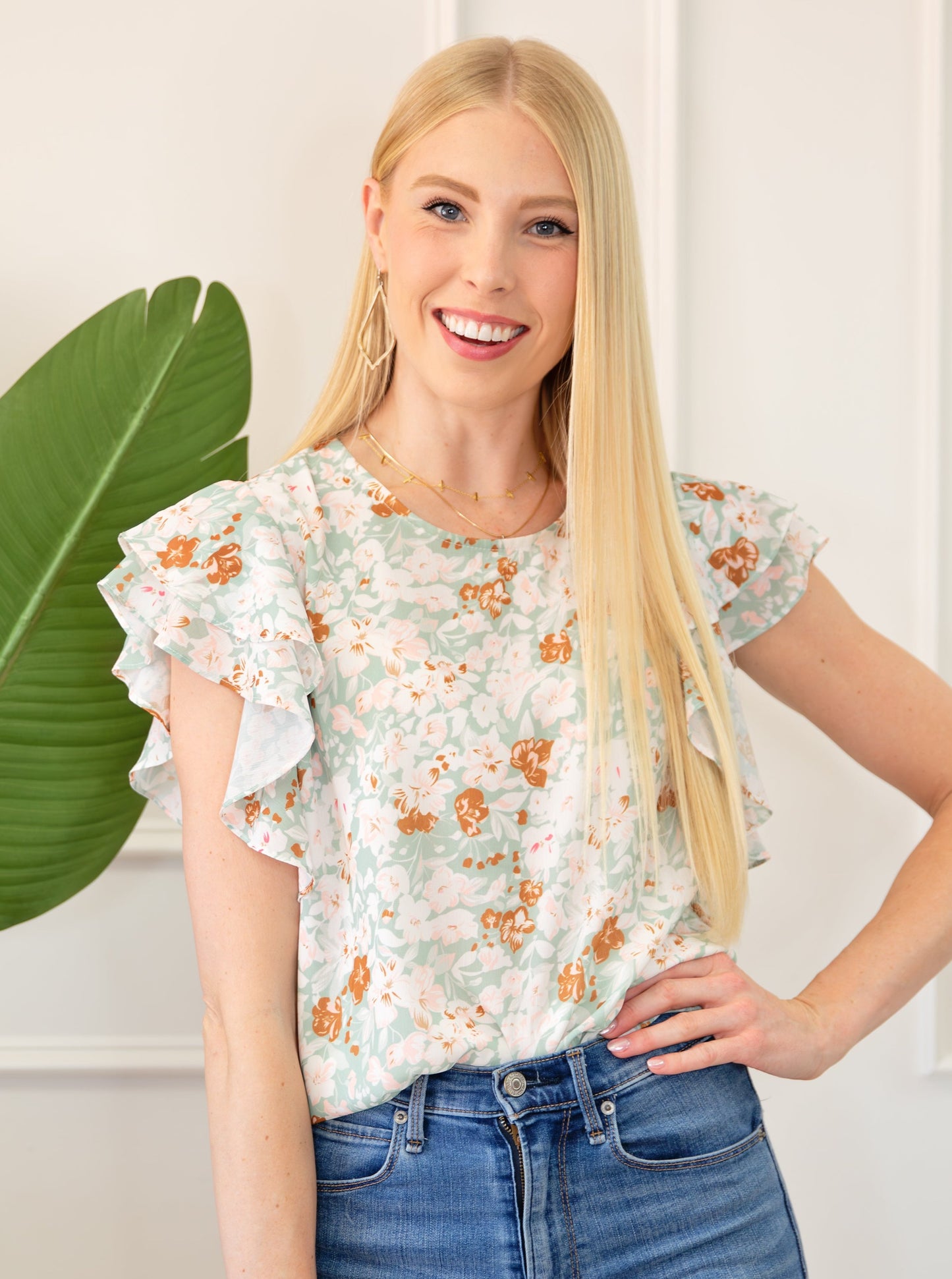 Double Ruffle Short Sleeve Top
