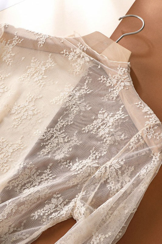Floral Sheer Lace Trendy Top | S-XL