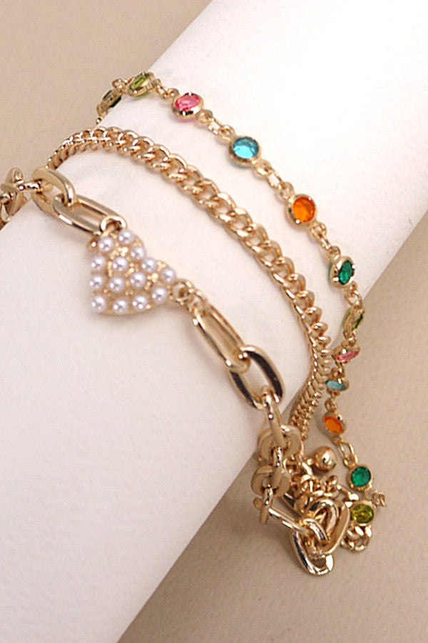 Pearl Heart Colorful Multilayer Bracelet
