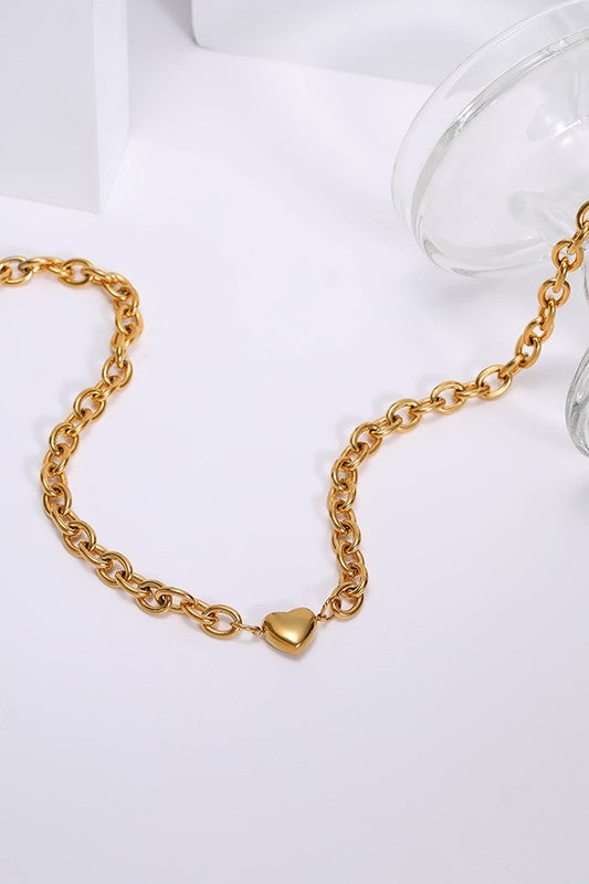 18K Stainless Steel Tarnish Free Heart Necklace