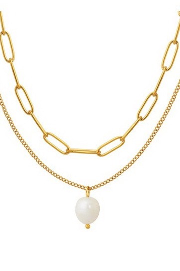 18K Stainless Steel Tarnish Free Pearl Necklace
