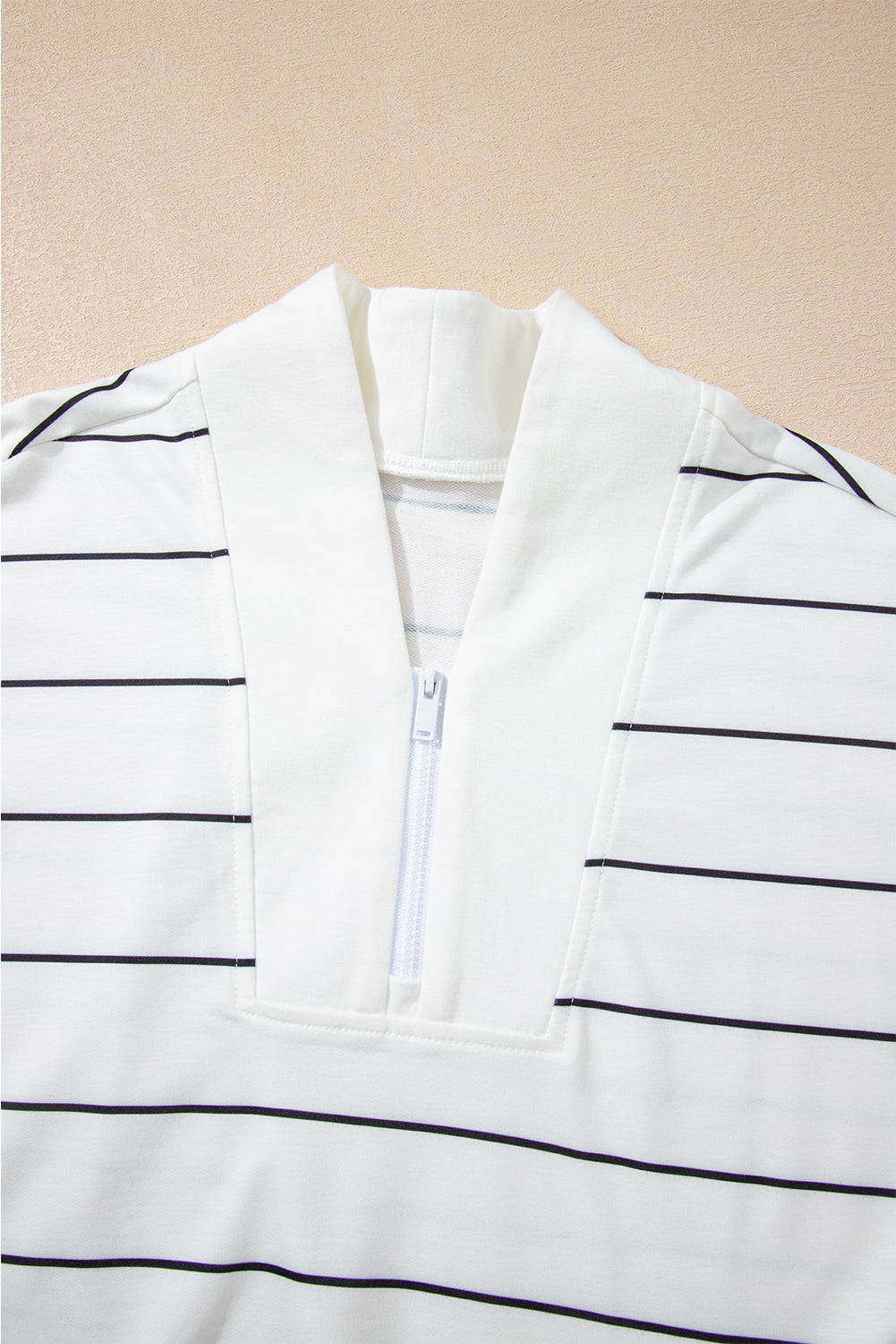 Buttery Zip V Neck Casual Stripe Print Long Sleeve Top