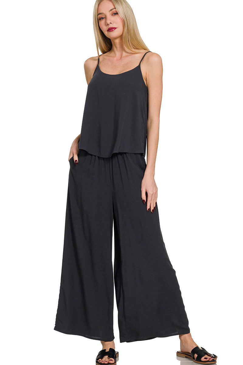 Relax and Flow Woven Cami & Pants Set with Pockets |S-L