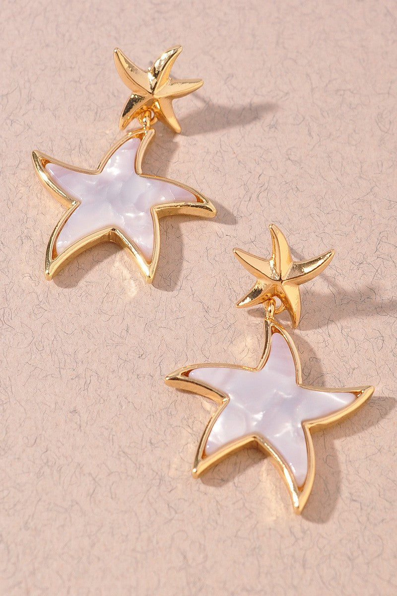 Mother Of Pearl Starfish Drop Earrings | 2 Colors