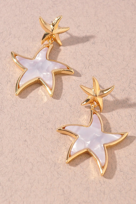 Mother Of Pearl  Starfish Drop Earrings | 2 Colors