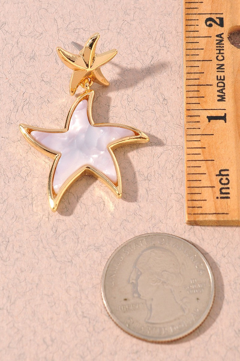 Mother Of Pearl Starfish Drop Earrings | 2 Colors