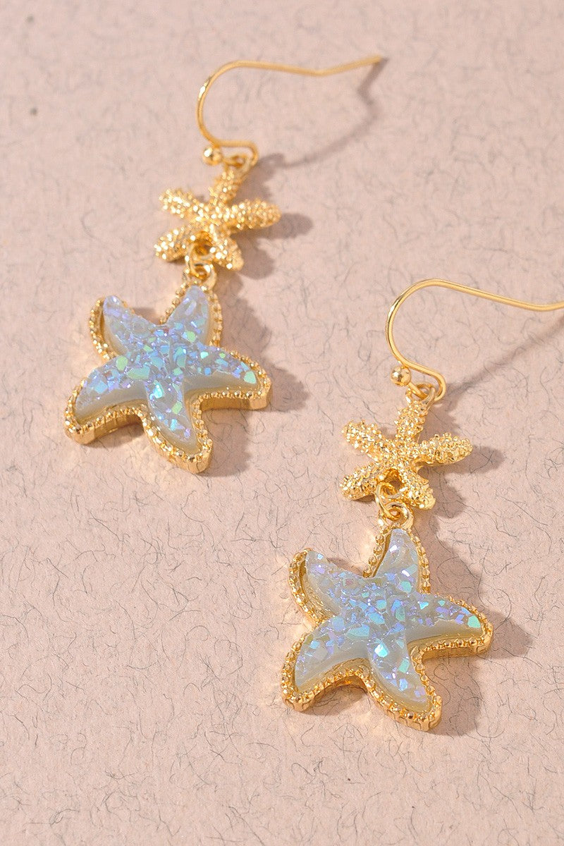 Starfish Drop Shimmery Earrings
