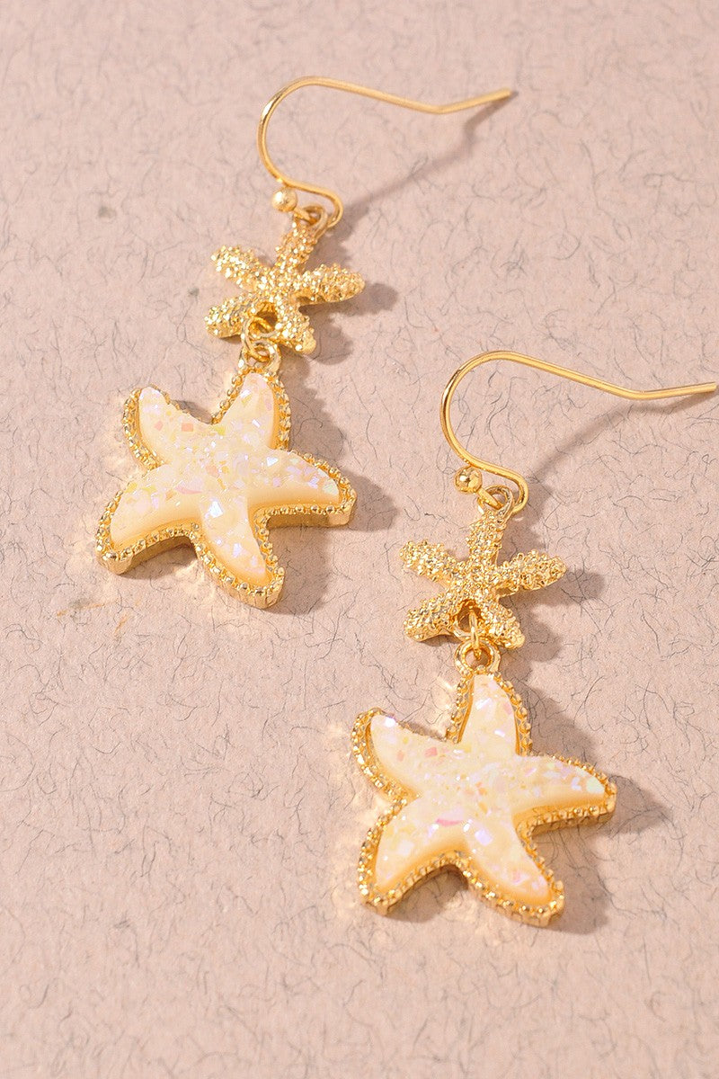Starfish Drop Shimmery Earrings