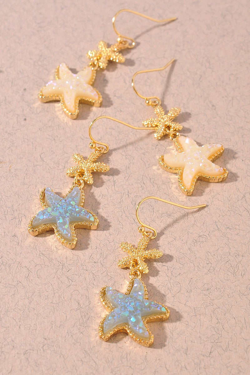 Starfish Drop Shimmery Earrings