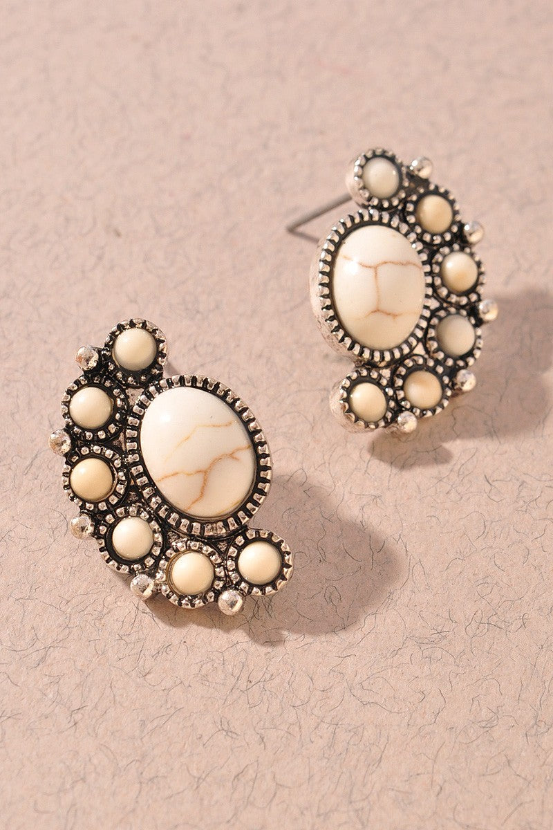 Western Tq Rhinestone Post Earrings