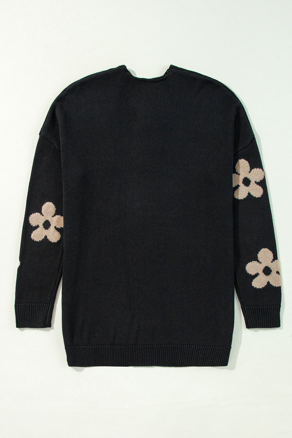 Floral Print Knitted Open Front Loose Cardigan