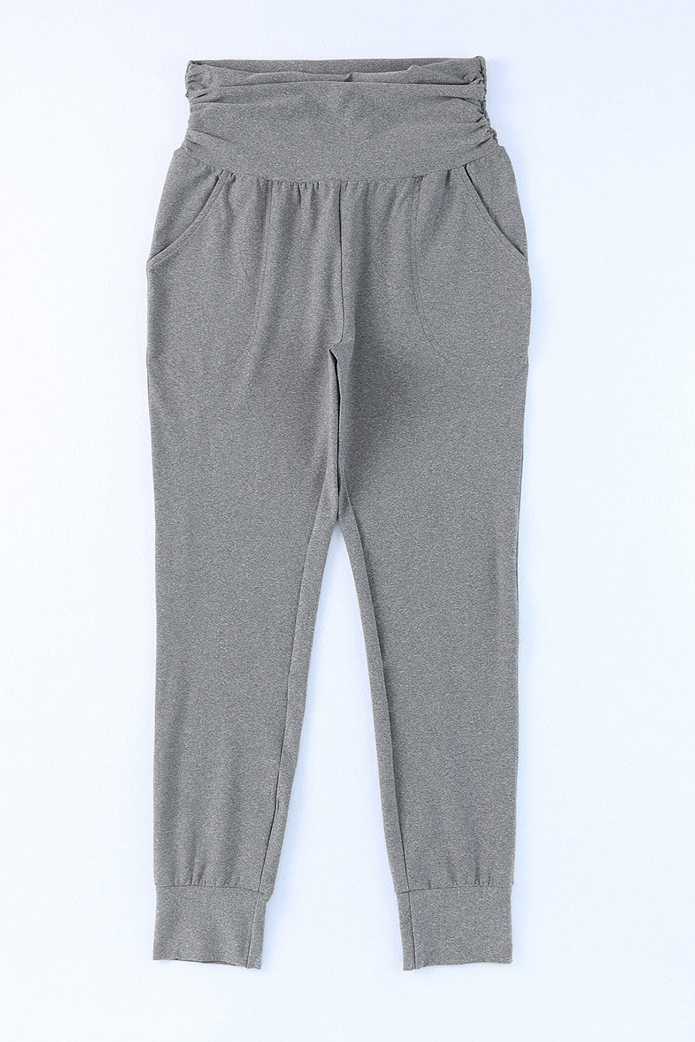 High Waist Pleated Leggings Pants With Pockets