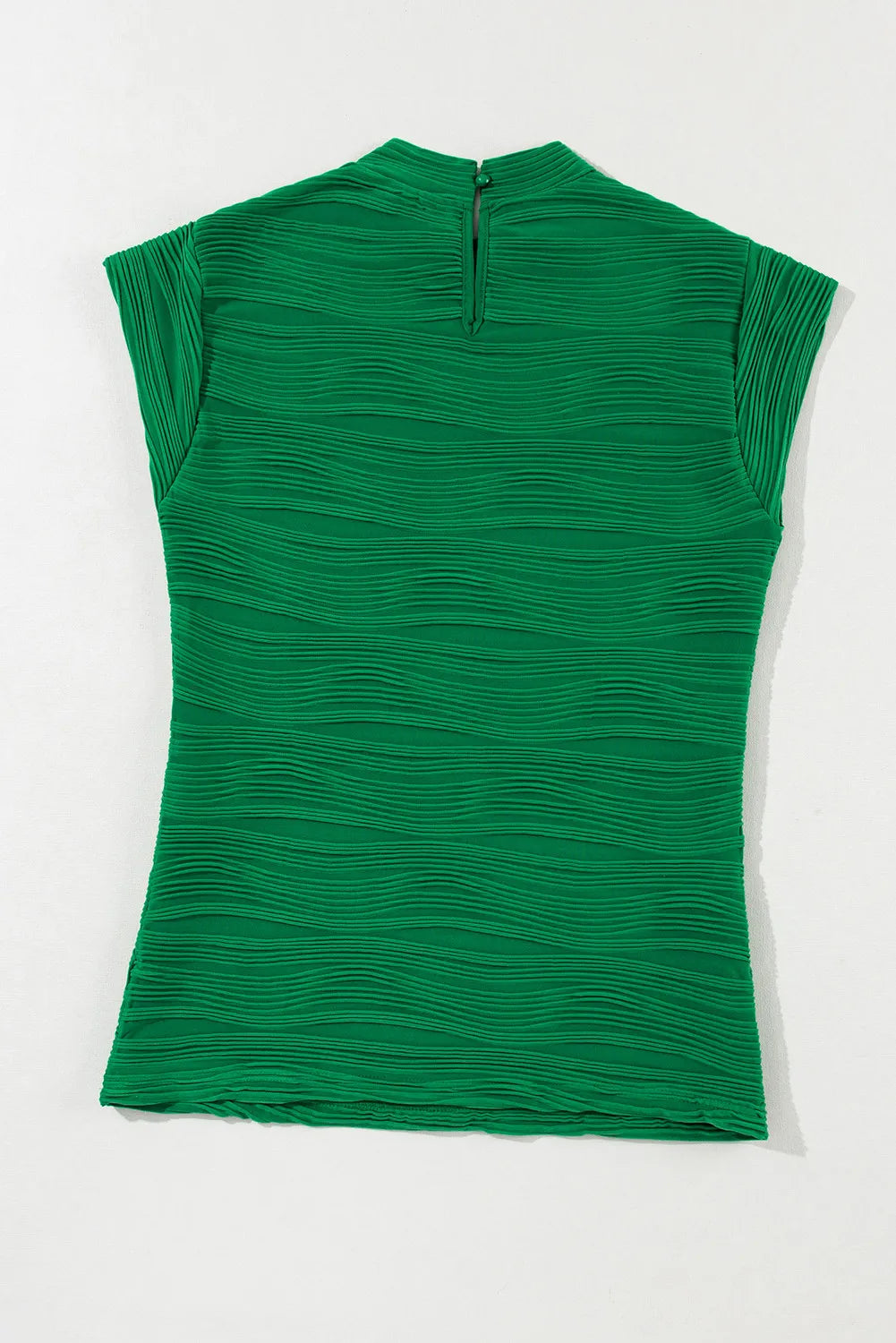 Textured Mock Neck Cap Sleeve Top