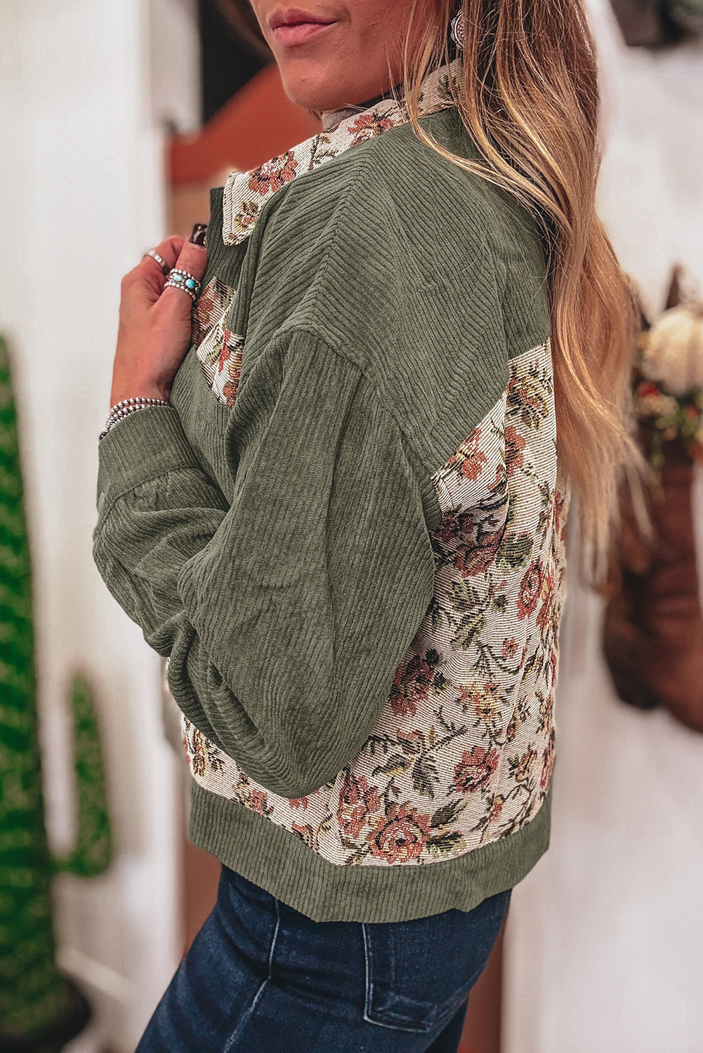 Autumn Retro Blossom Patchwork Jacket