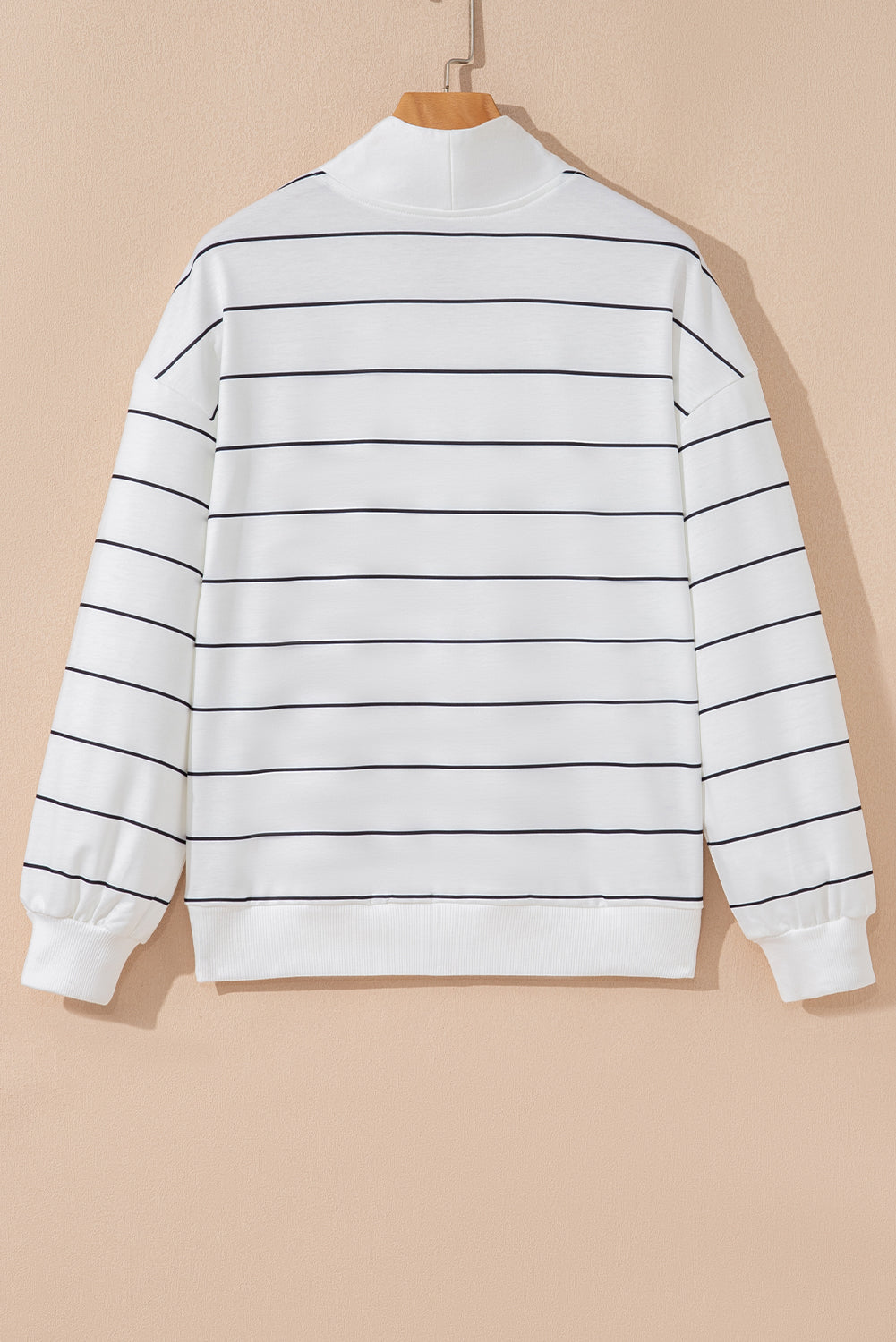 Buttery Zip V Neck Casual Stripe Print Long Sleeve Top