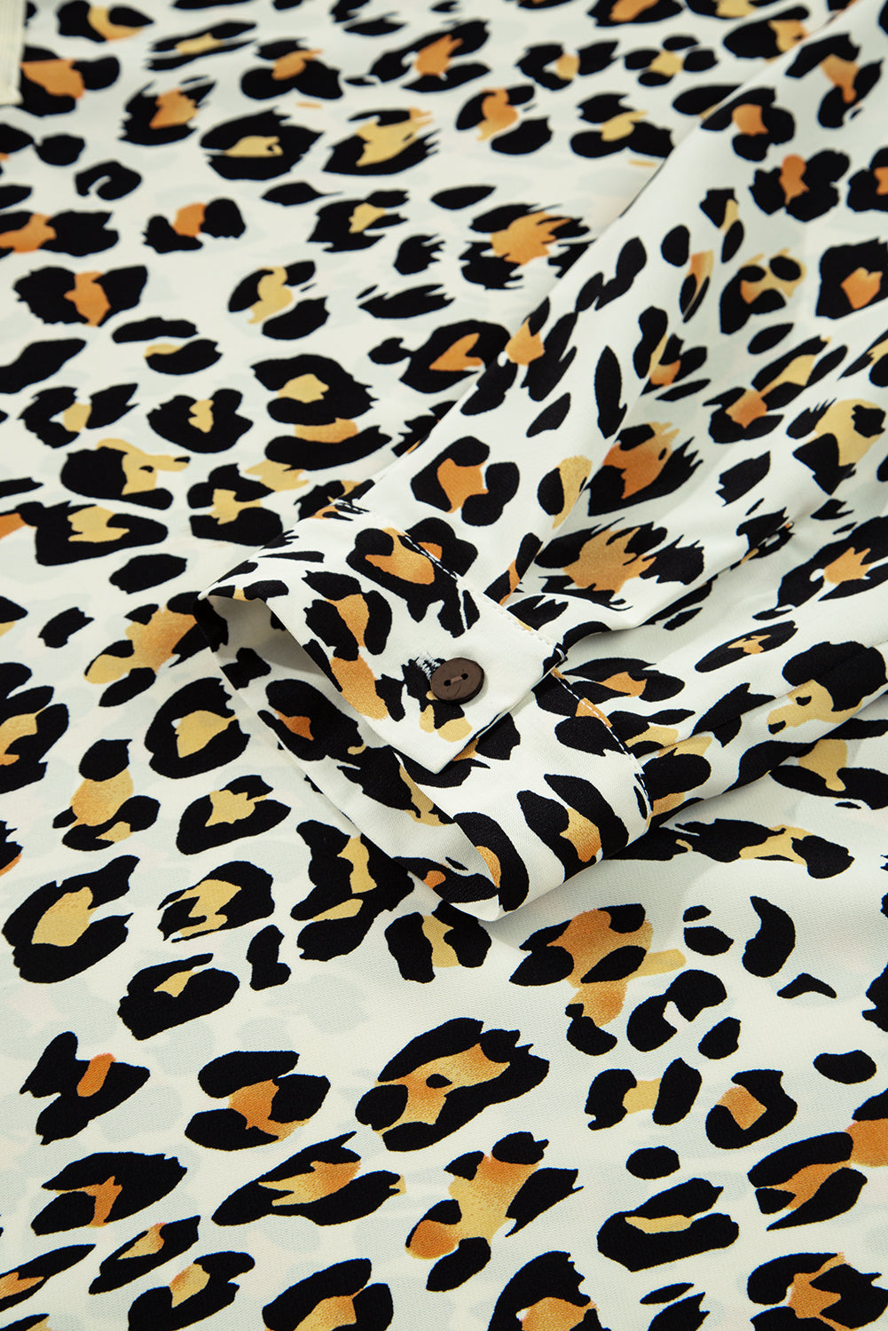 Leopard Print Contrast Striped V Neck Blouse | S-XL