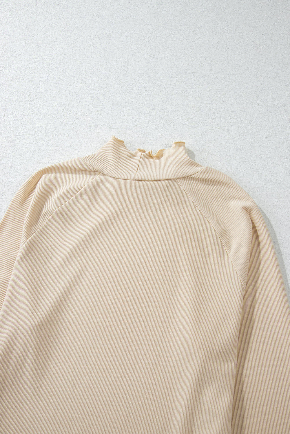 Knit Lettuce Trim High Neck Long Sleeve Top | S -2XL