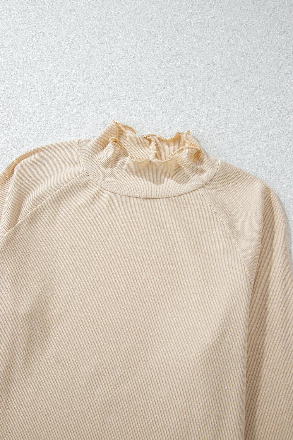Knit Lettuce Trim High Neck Long Sleeve Top | S -2XL