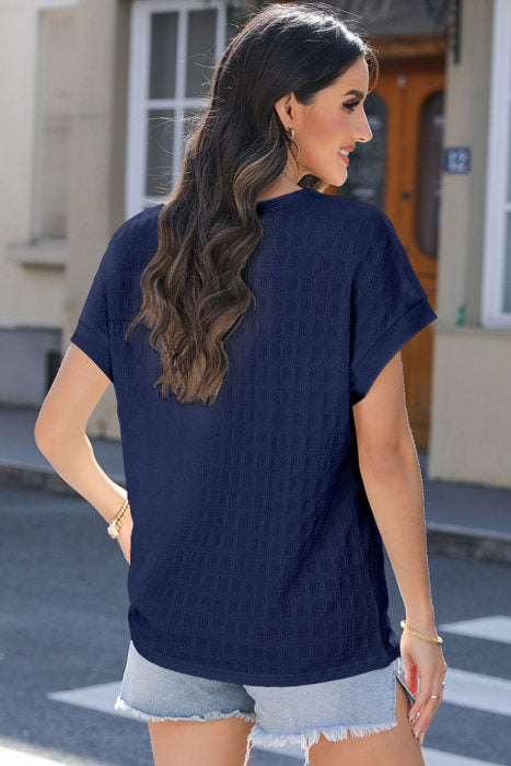 Color Textured Batwing Sleeve Top | S-XL