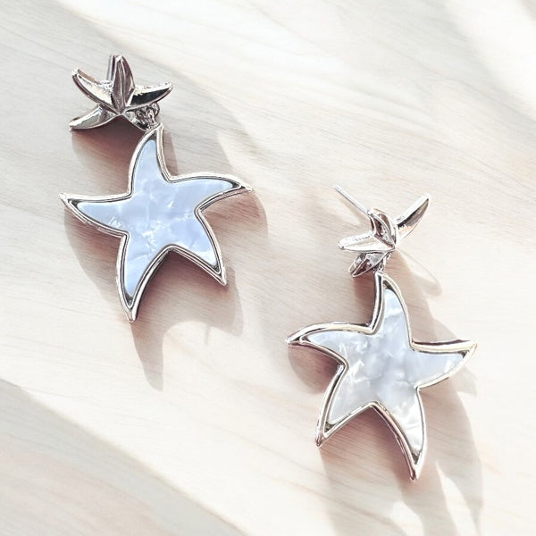 Mother Of Pearl Starfish Drop Earrings | 2 Colors
