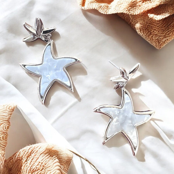 Mother Of Pearl Starfish Drop Earrings | 2 Colors