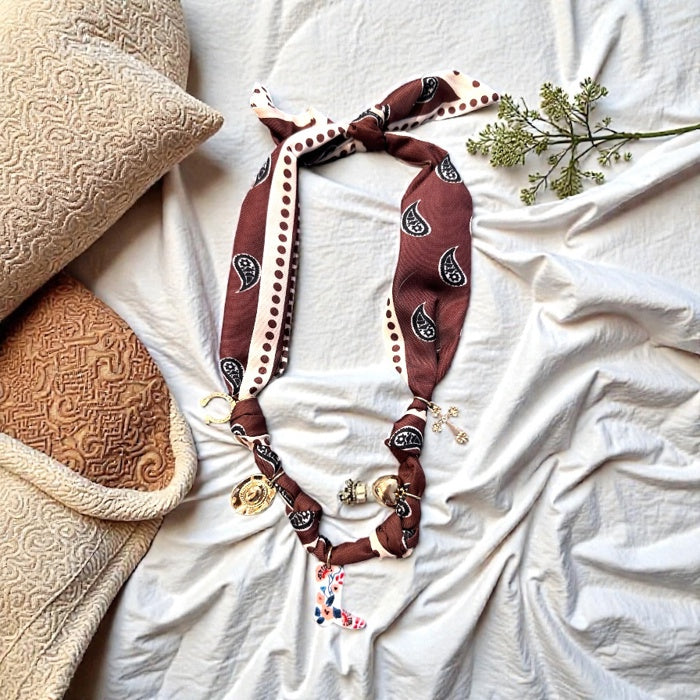 Western Scarf Charm Necklace-boot Hat Cross Horseshoe