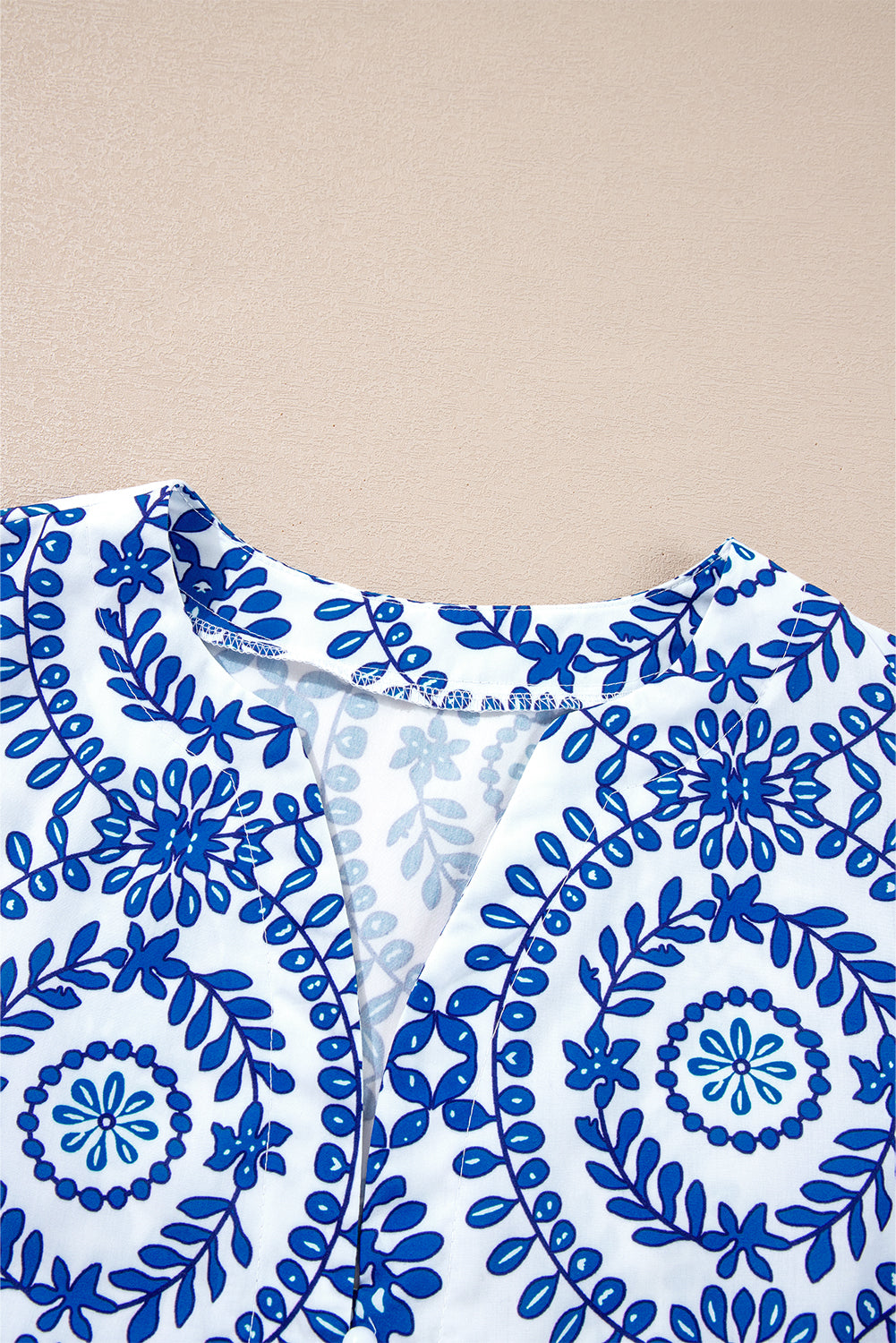 Vine Print Bohemian Puff Sleeve Blouse | S- XL