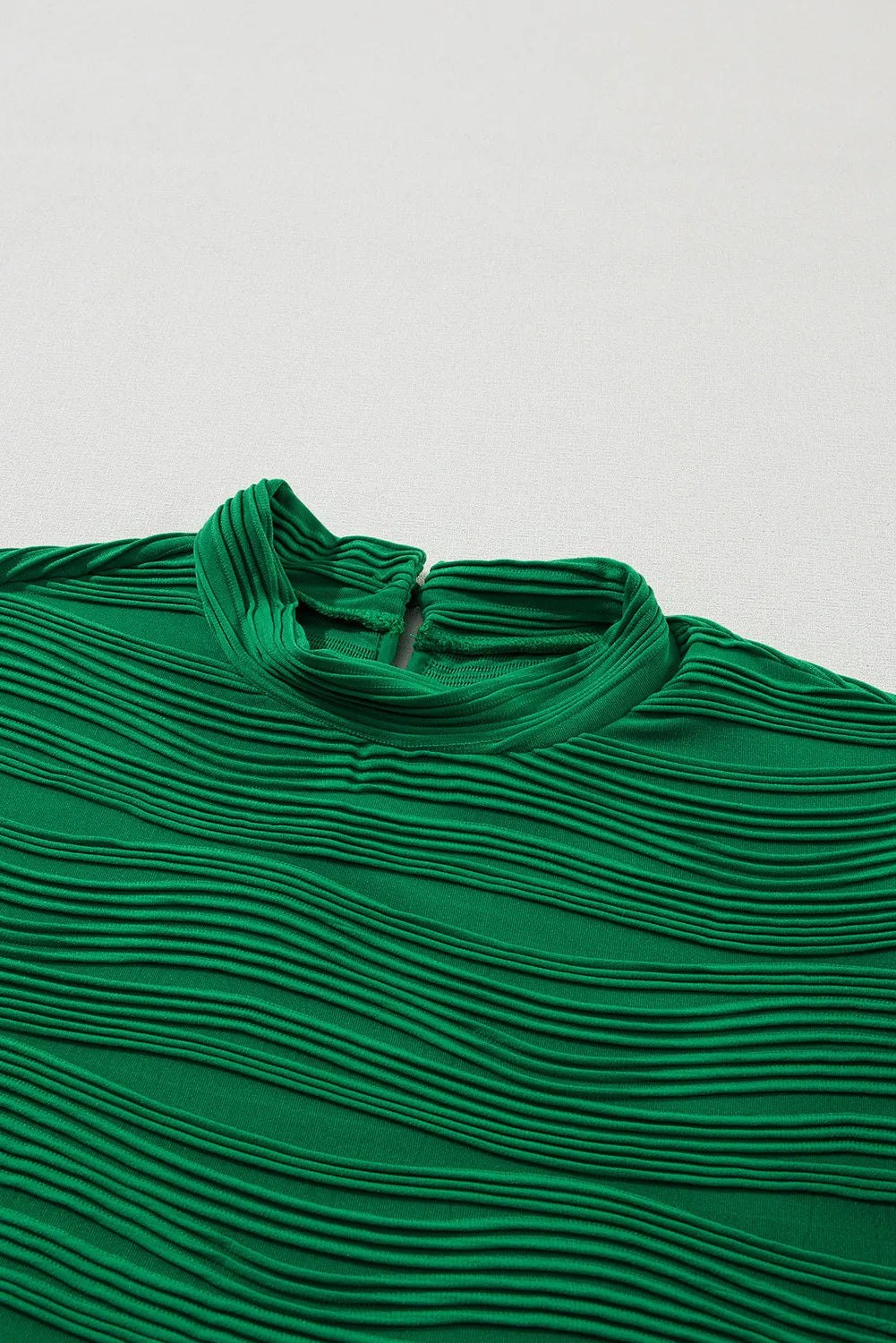 Textured Mock Neck Cap Sleeve Top