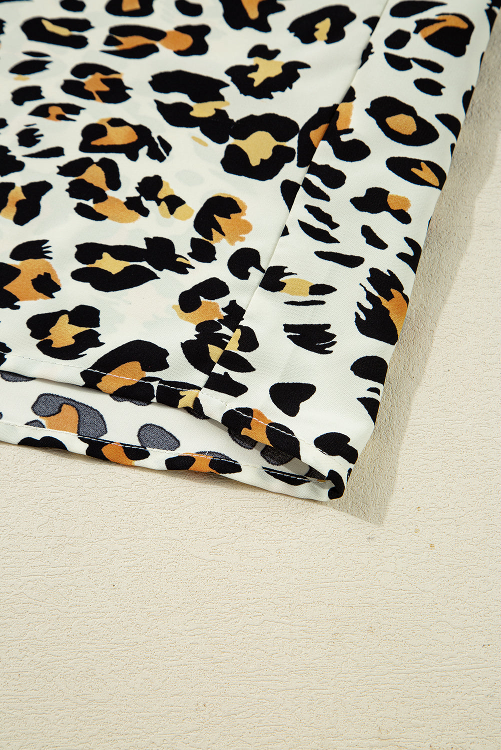 Leopard Print Contrast Striped V Neck Blouse | S-XL
