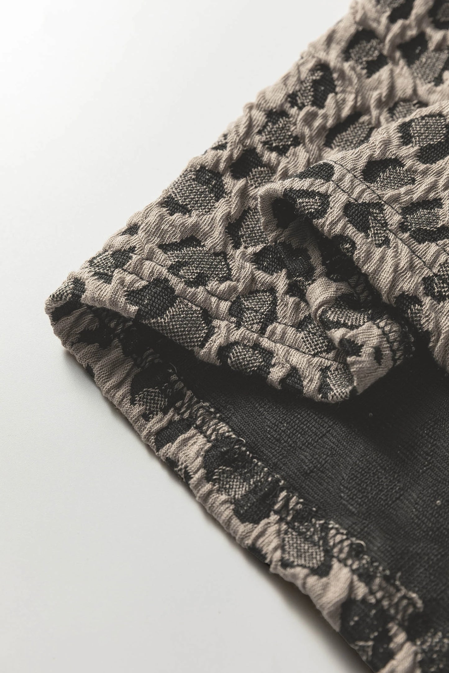 Textured Leopard Print Crew Neck Short Sleeve Top | S-XL