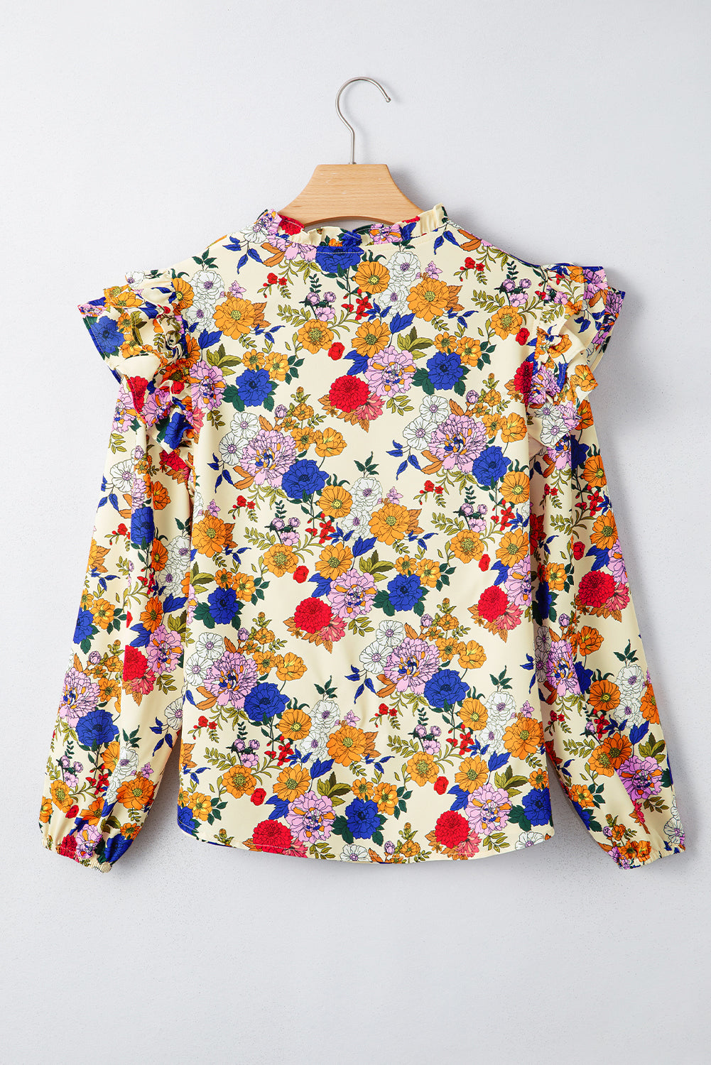 Shoulder Charm Ruffle Floral Blouse | S-XL
