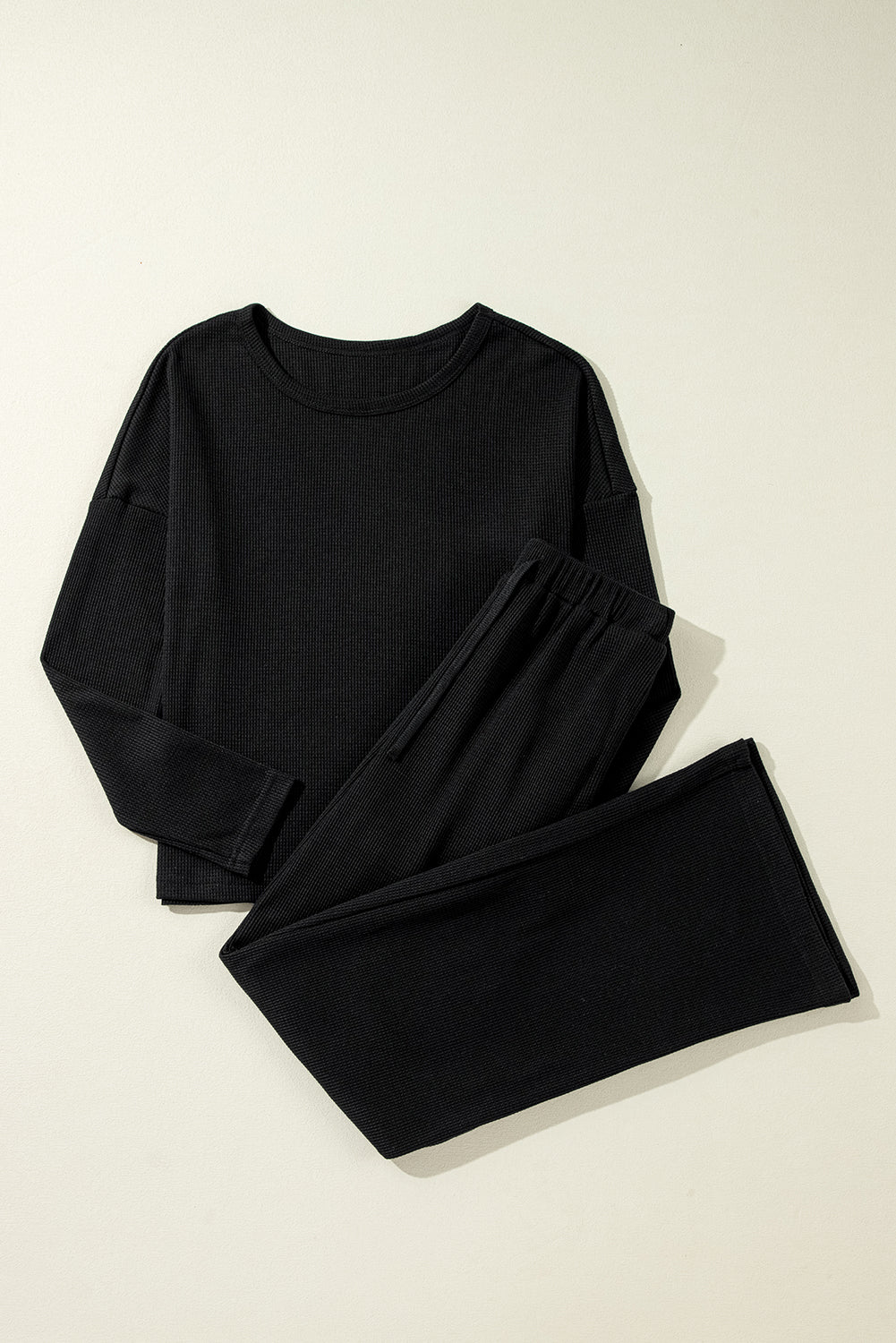 Textured Long Sleeve Tops and Pants Lounge Set