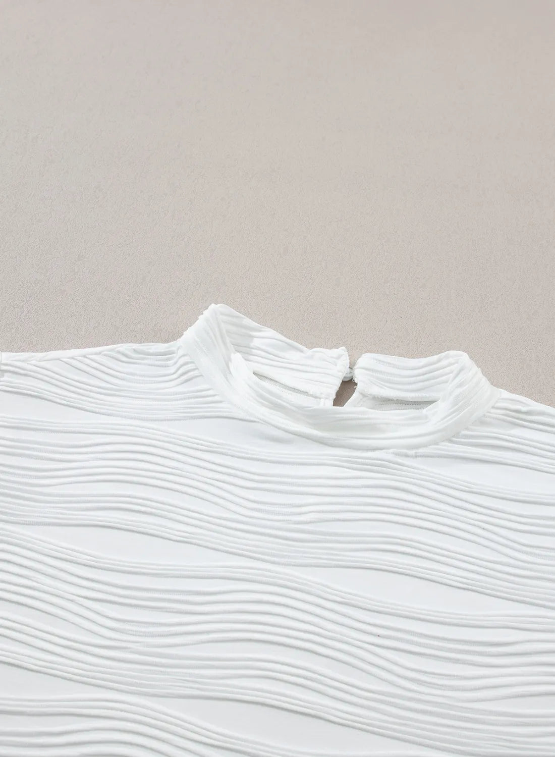Textured Mock Neck Cap Sleeve Top