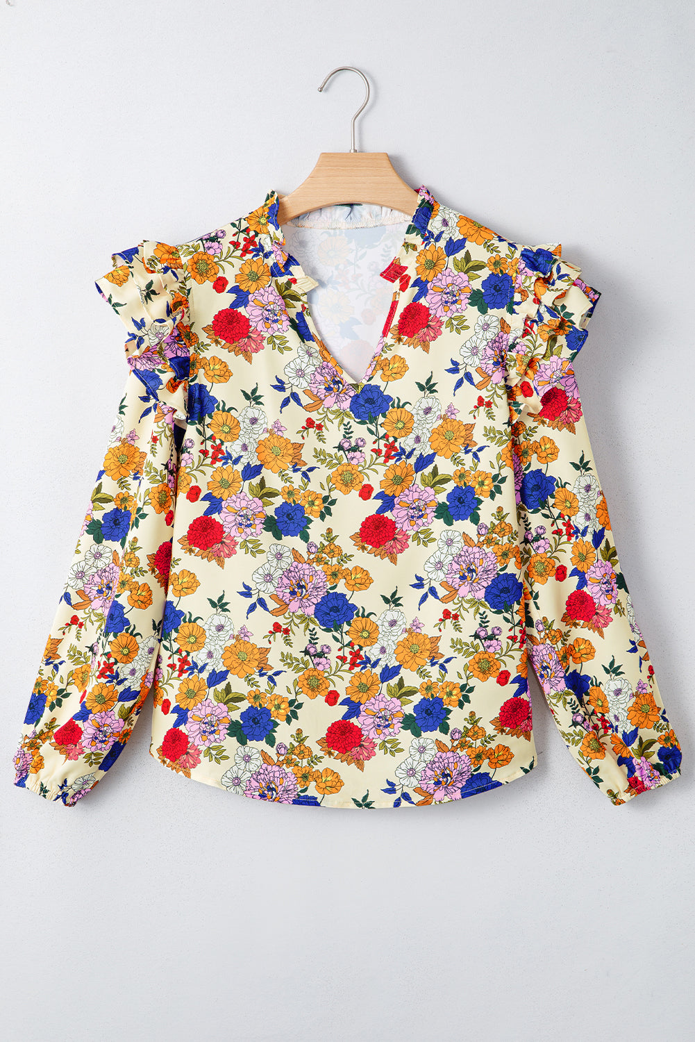 Shoulder Charm Ruffle Floral Blouse | S-XL