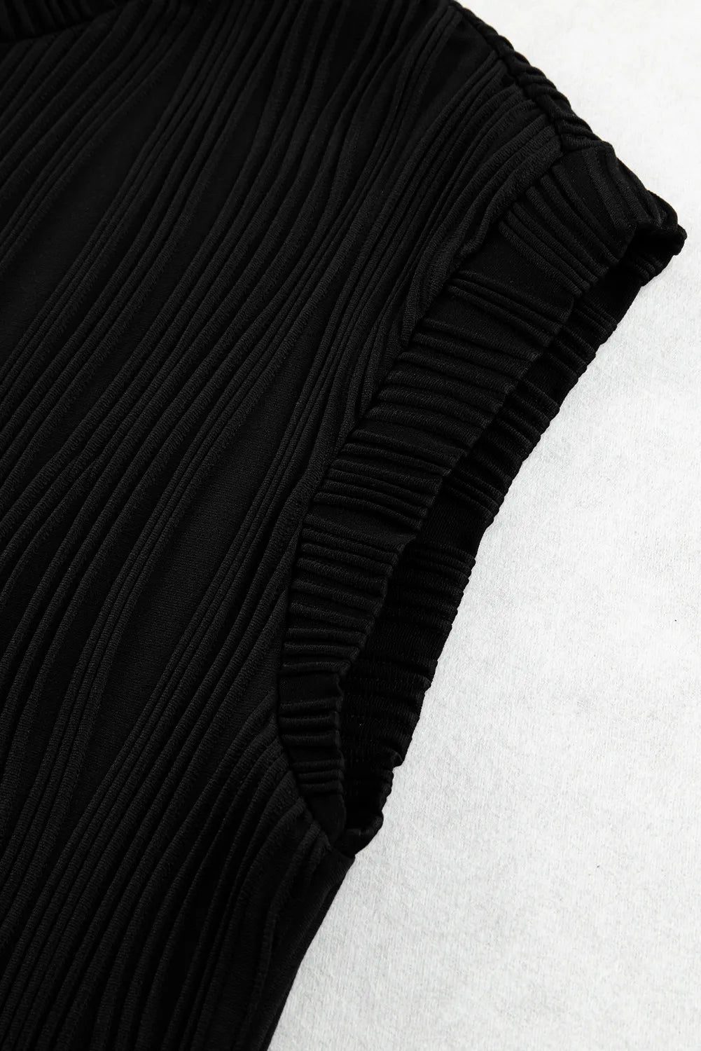Wavy Texture Cap Sleeve Top