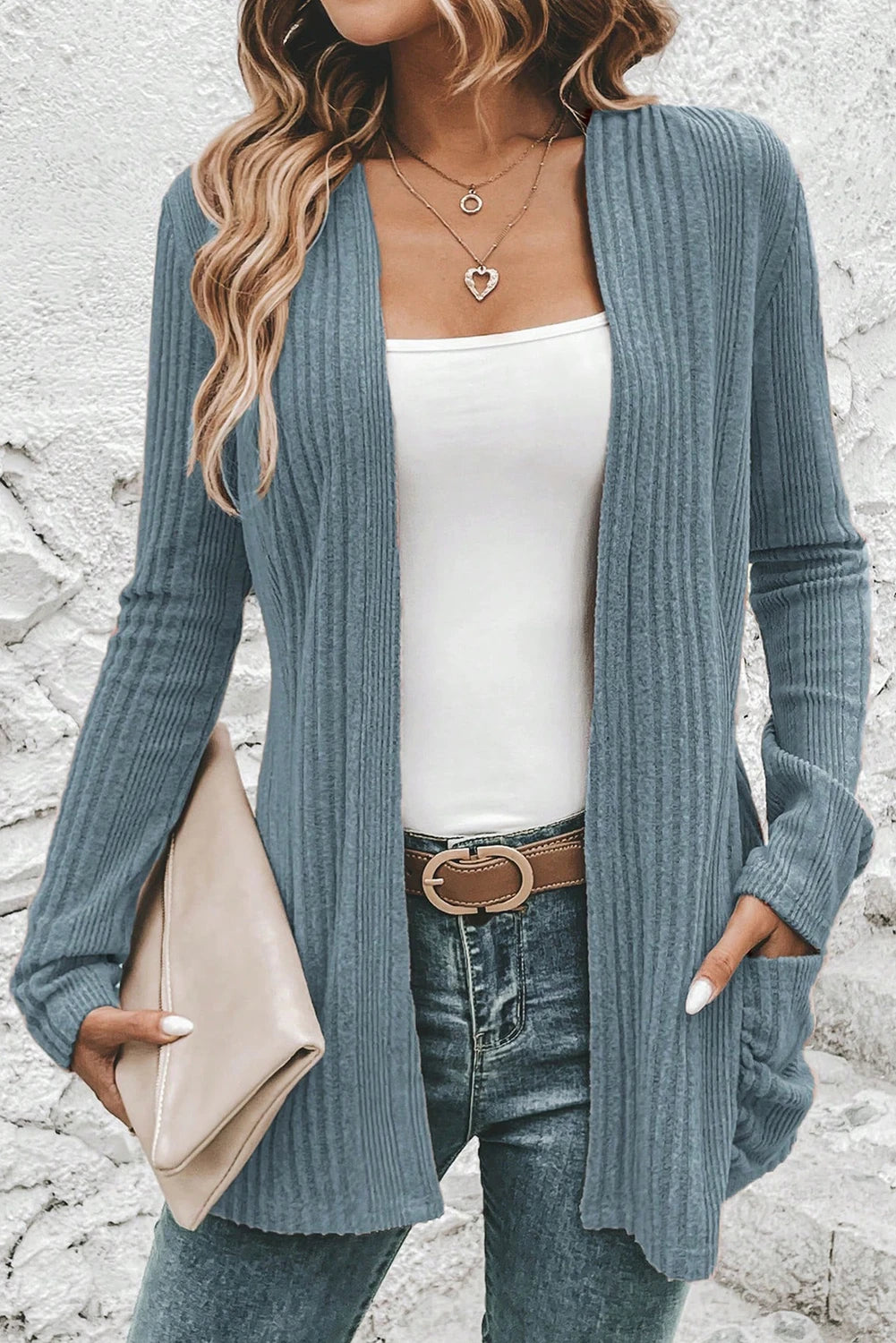 Everyday Ribbed Pocket Cardigan | S-XL