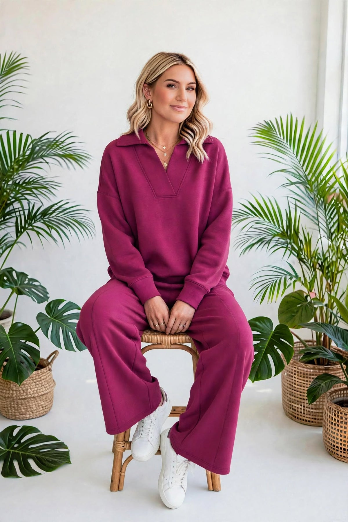 Cozy Scuba Collared Pullover & Pants Set
