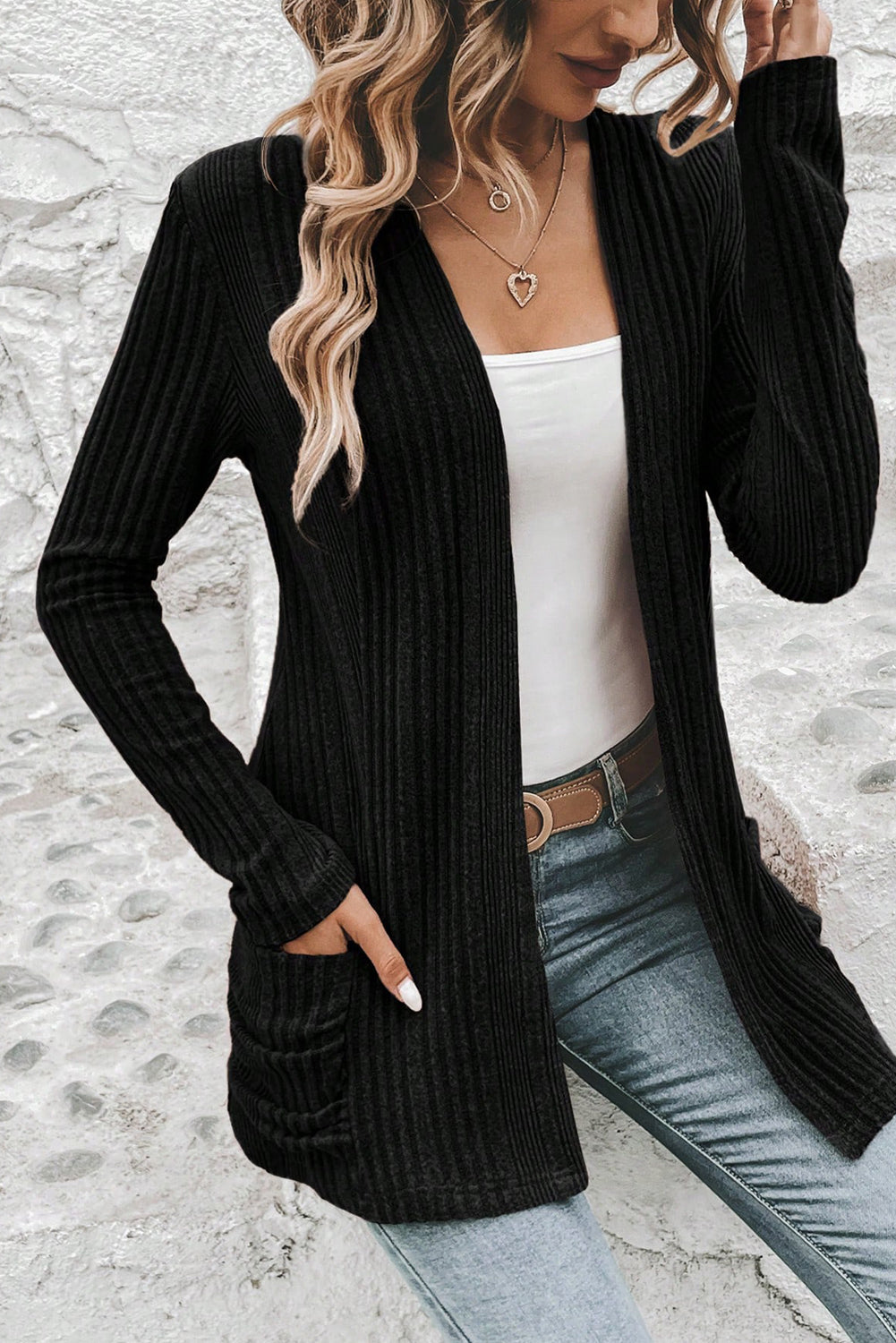 Everyday Ribbed Pocket Cardigan | S-XL