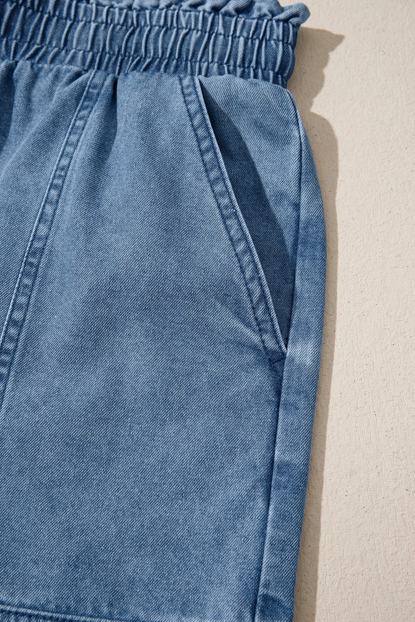 Smocked Waist Denim Shorts | S-XL