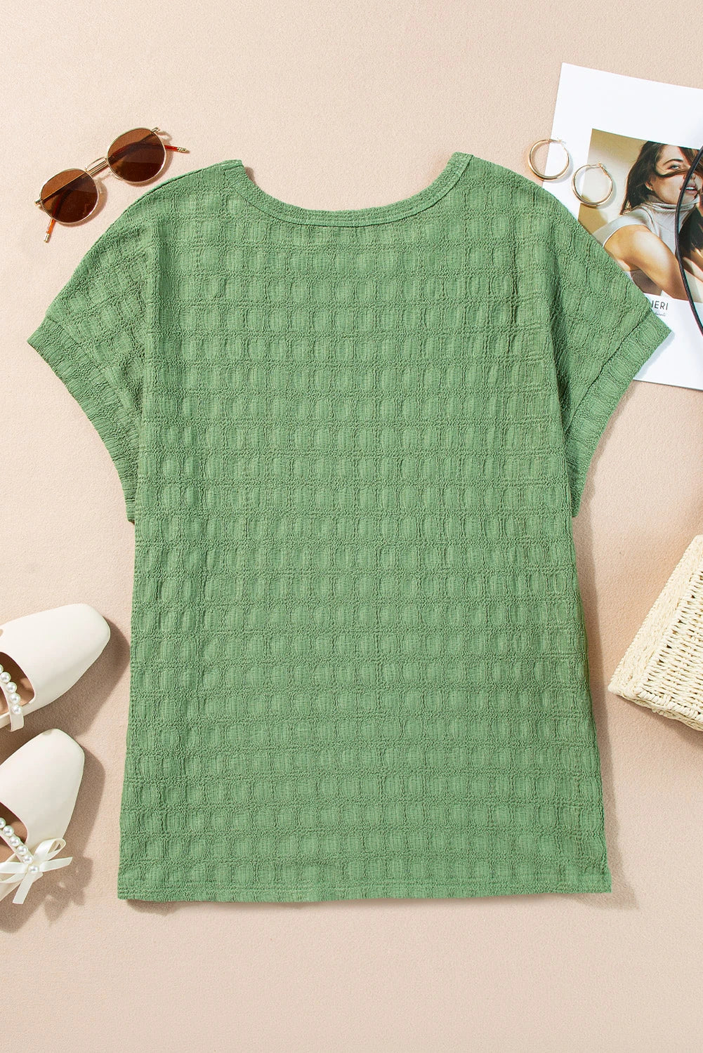 Color Textured Batwing Sleeve Top | S-XL