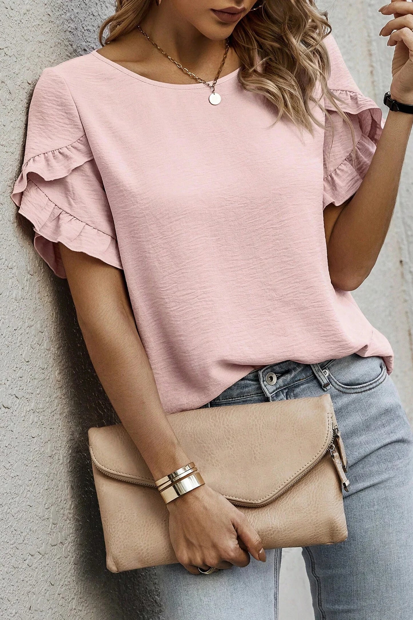 Ruffle Charm Short Sleeve Blouse | S-XL