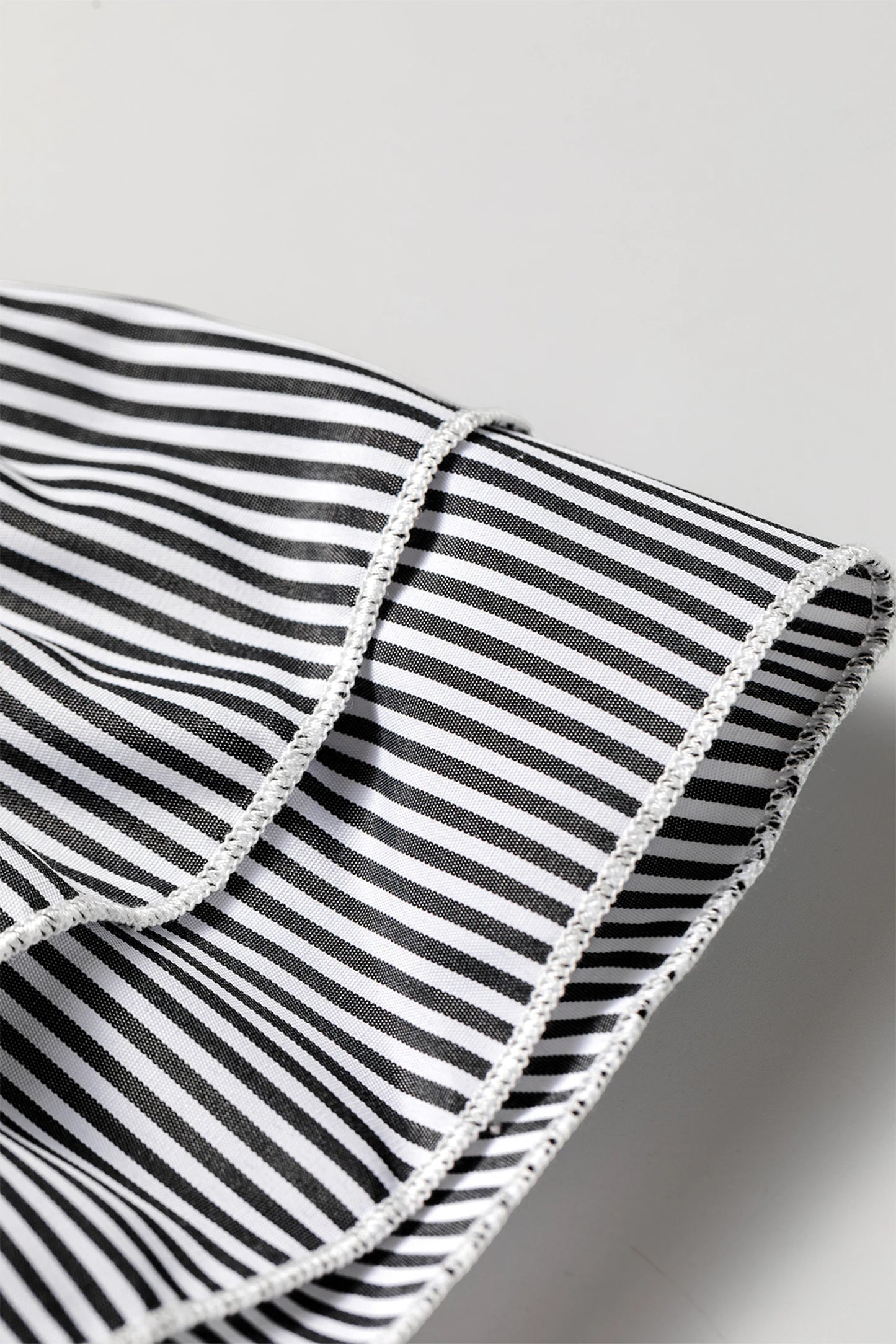 Ruffle Sleeve Stripe Round Neck Blouse | S-XL