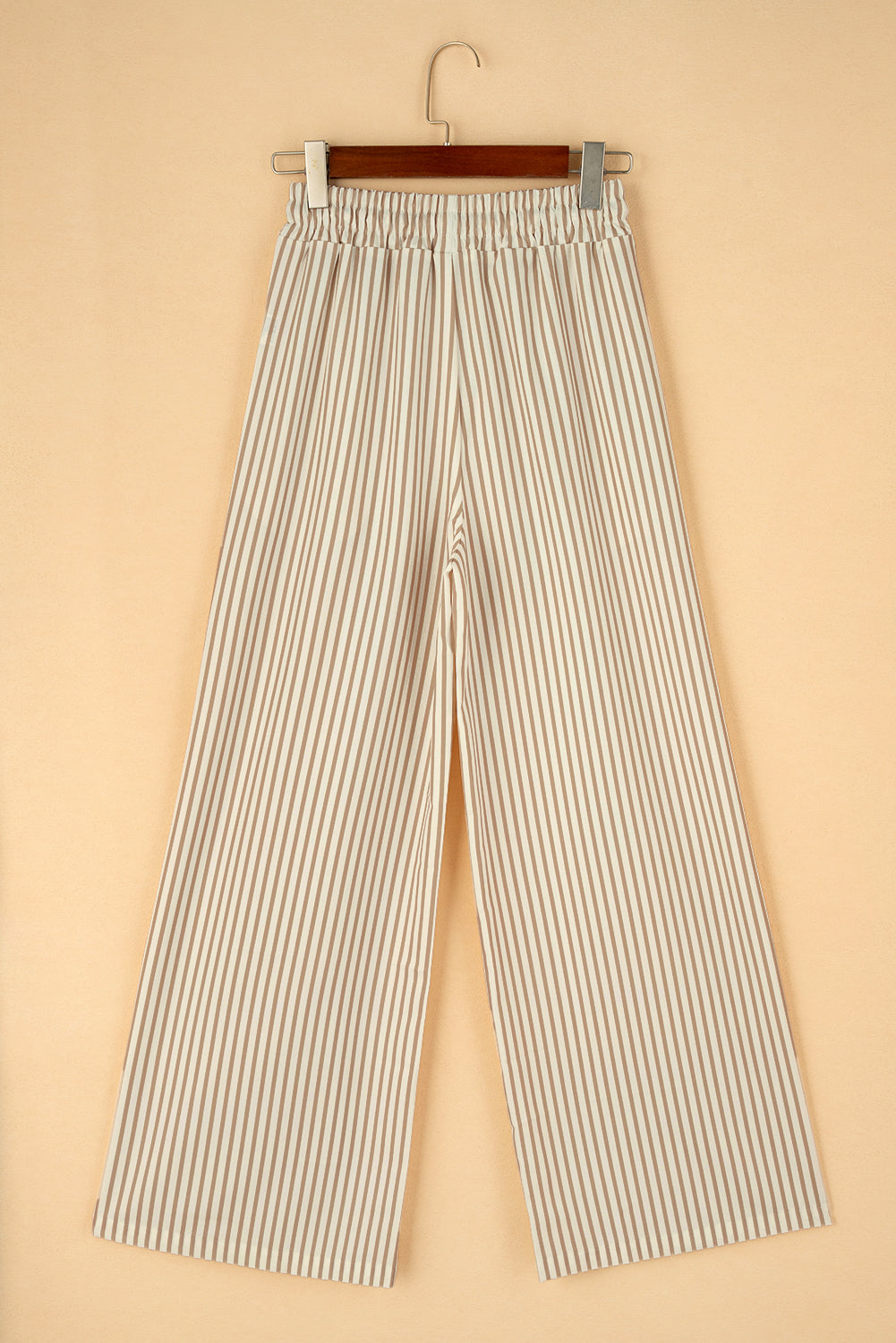 Stripe Wide Leg Adjustable Drawstring Waist Pants